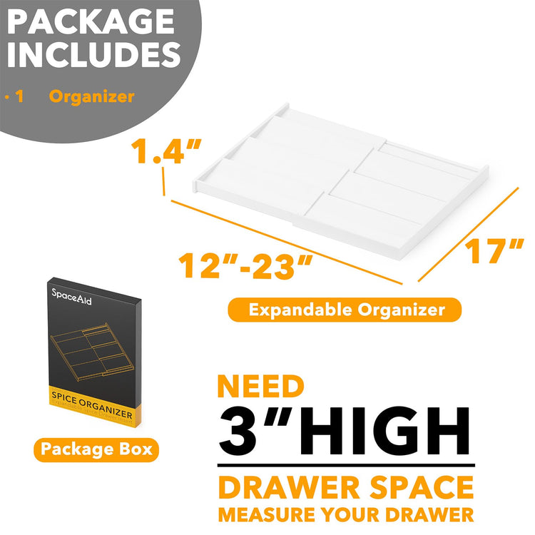 Bamboo White Spice Drawer Organizer
