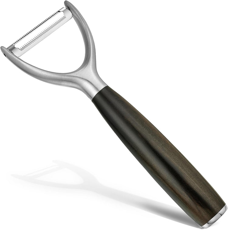 Serrated Blade Premium Y Type 304 Stainless Steel Multifunctional Kitchen Peeler Real Wood Handle Ultra Sharp Blade Vegetable Potato Apple(Agarwood)