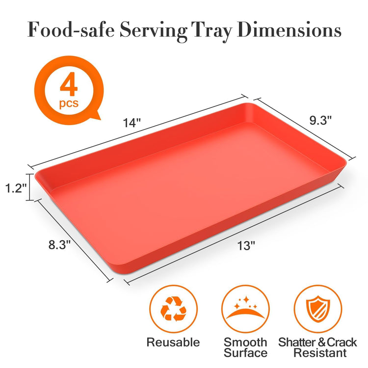 4 pcs Serving Tray for Entertaining (4 Count)