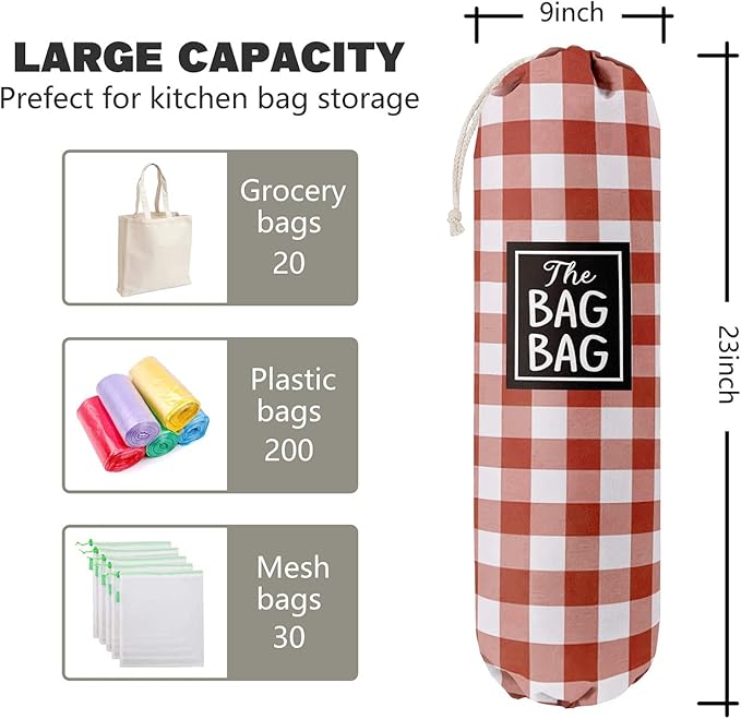 Funny Grid Bag Bag, Grocery Bags Holder Organizer For Shopping Bags, Wall Mount Plastic Bags Storage Container Dispensers, Gift For The Preferred Family And Friends