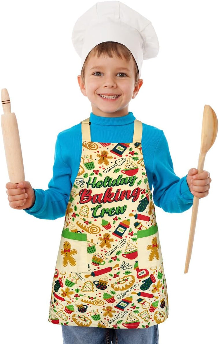 Lavley Christmas Baking Aprons - Funny kitchen gift for men, women and kids - 100% cotton adjustable apron for holiday bakers