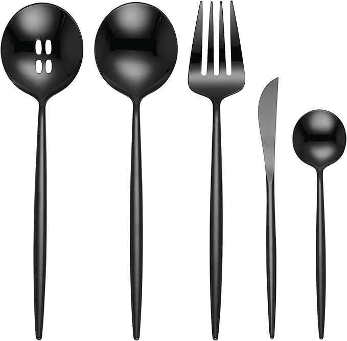 Hampton Forge 894757 Skandia Zephyr Black 45 Piece Flatware Set