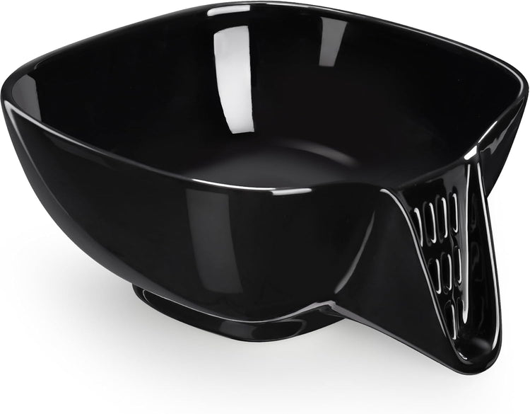 NiHome Ceramic Food Strainer with Integrated Drain Spout, Large Capacity Colander Bowl for Vegetables, Fruits, Pasta & More, Heat-Resistant, Crack-Proof, Easy to Clean, Dishwasher-Safe (Black)