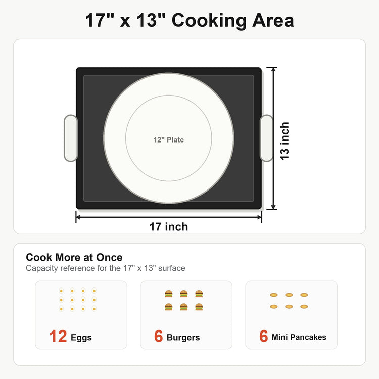 17 x 13 Ceramic Nonstick Flat Top Griddle for Gas Grill and Stove