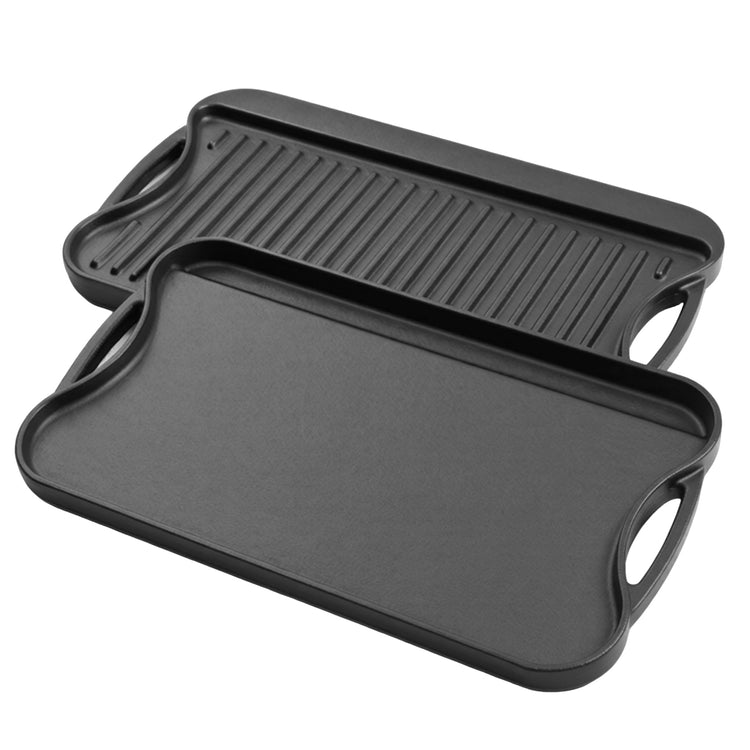 17" x 10" Reversible Cast Iron Griddle Pan for 2 Burner Gas Stoves