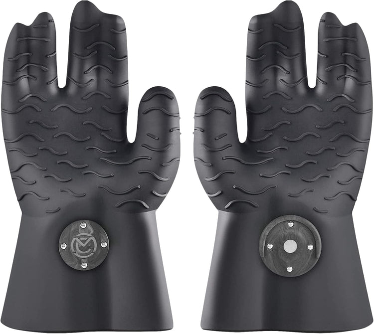Magnetic BBQ Grill Gloves – Heat Resistant, Patented Magnetic Safety Clip Easy On & Off, Firefighter-Designed, Dishwasher-Safe, Waterproof, Perfect for Grilling, Smoking, Frying, Baking