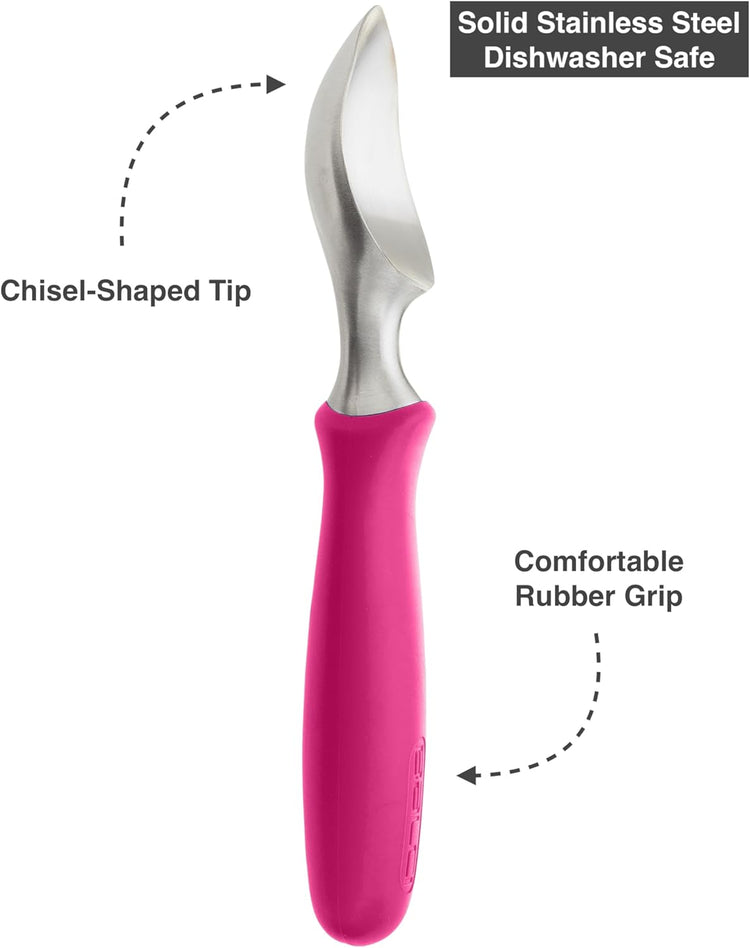 BALCI Ice Cream Scoop - Heavy Duty Stainless Steel Icecream Scooper With Non-Slip Rubber Grip - Professional Metal Ice-Cream Spade - Dishwasher Safe – Pink