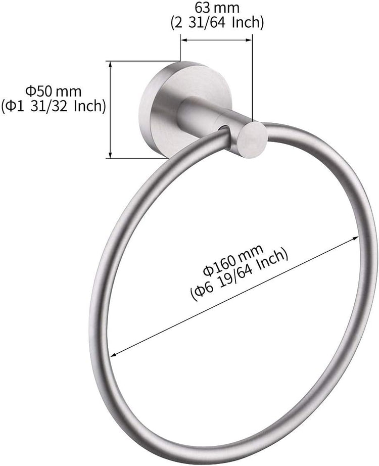 KES Towel Ring for Bathroom, Hand Towel Holder Round Towel Hanger Wall Mount SUS304 Stainless Steel Brushed Finish, A2180DG-2