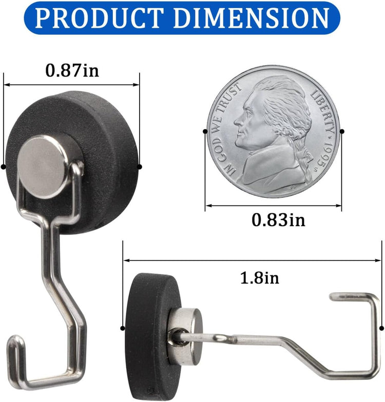 Magnetic Hooks for Grill & Refrigerator,Heavy Duty Magnet Cruise Ship Hook – Strong Magnet for Hanging Grill Tools, Kitchen Utensils, Towels, Outdoor Camping BBQ Accessories (Sliver,12 Pack)