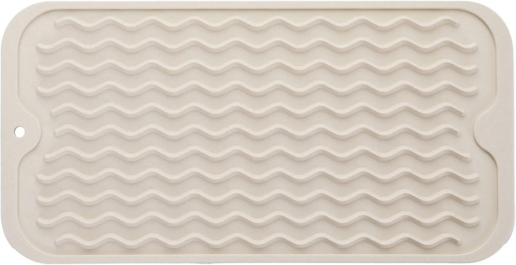 Silicone Dish Drying Mat for Multiple Usage,Easy clean,Eco-friendly,Heat-resistant Silicone Mat for Kitchen Counter or Sink,Refrigerator or Drawer Liner Tapioca S 12 inches x 6 inches