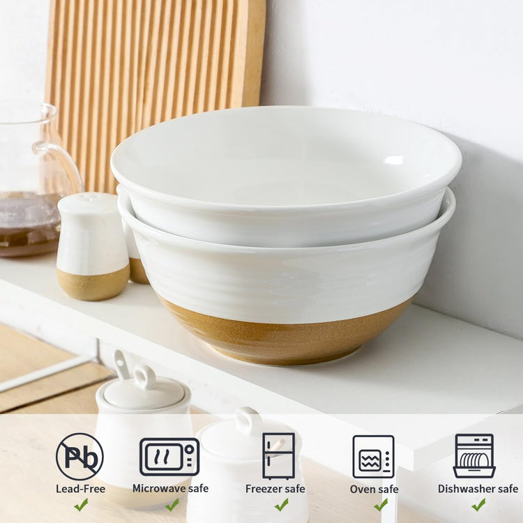 Large Ceramic Serving Bowls Set of 2 (2 Count)