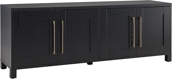 Henn&Hart TV Stand for TVs up to 75" with 2 Concealed Storage Cabinets with an Adjustable Shelf for Living Room, Family Room, or Office, Natural Black