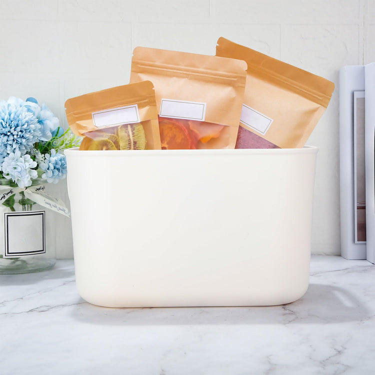 Plastic Storage Bins 10 Pcs White Pantry Organizer Bins Small Baskets Storage Containers for Home Kitchen (10 Count)