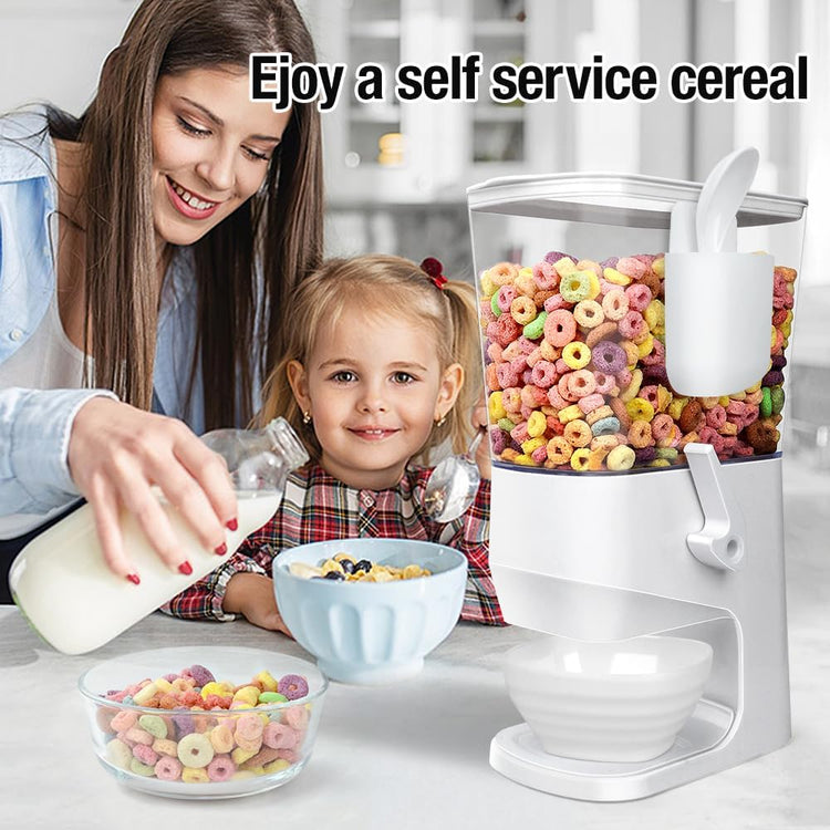 Cereal Dispenser Countertop With Bowls and Spoons Cereal Containers Storage for Pantry Snack Organizer Dry Food Storage Container with Lid for Kitchen Organization Oatmeal Nut Granola(1pcs White)