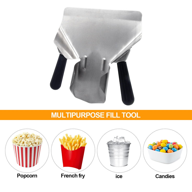 Double Handle Stainless Steel Popcorn & French Fry Scoop