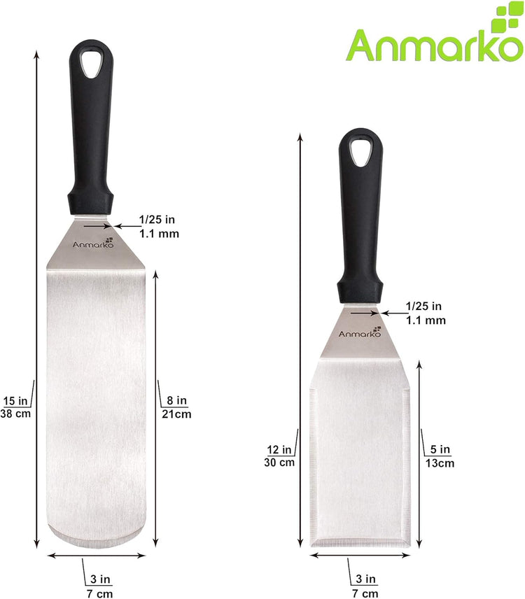 Spatula Turner Stainless Steel - Metal Spatula Set - Hibachi Spatula Great as BBQ Grill Accessories for Grill and Flat Top Griddle