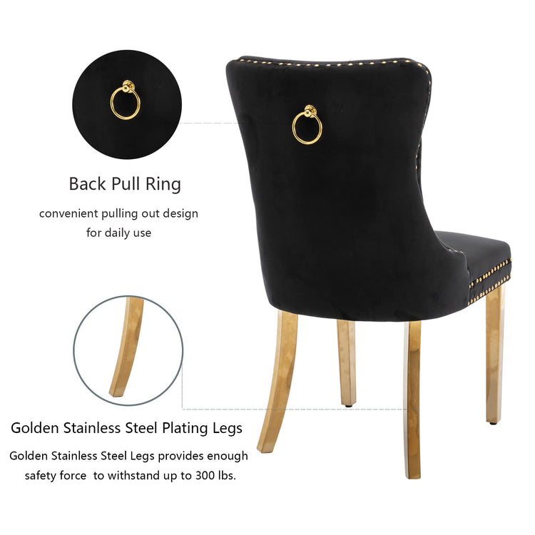 Black and Gold Velvet Dining Chairs Set of 6 (6 Count)