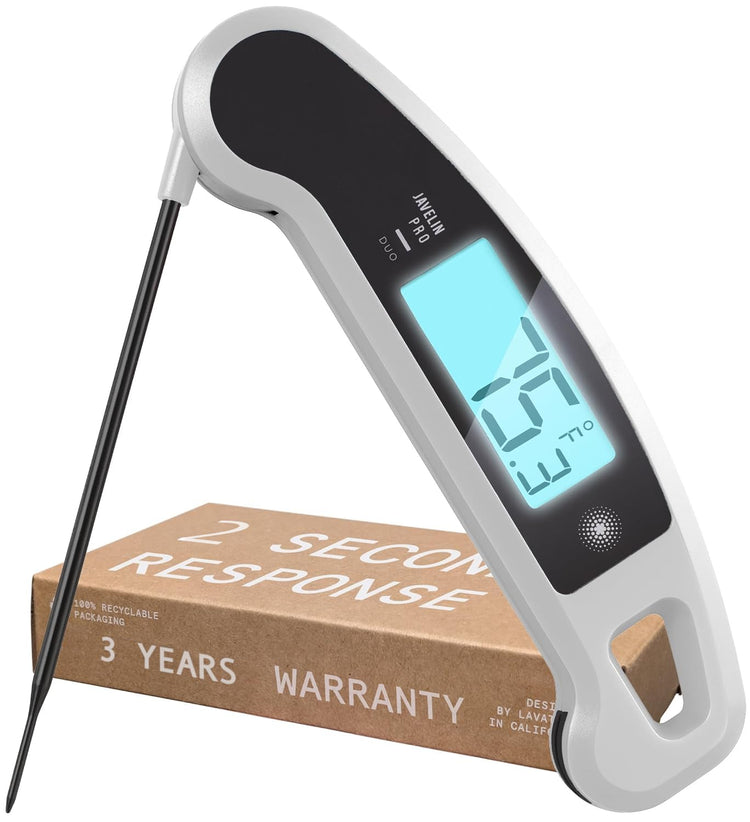 Lavatools Javelinยฎ PRO Duo Ultra-Fast 2-Second Professional Digital Instant Read Meat Thermometer for Grill and Cooking, Auto-Rotating Backlit Display, IP65 Water Resistant โ Panda