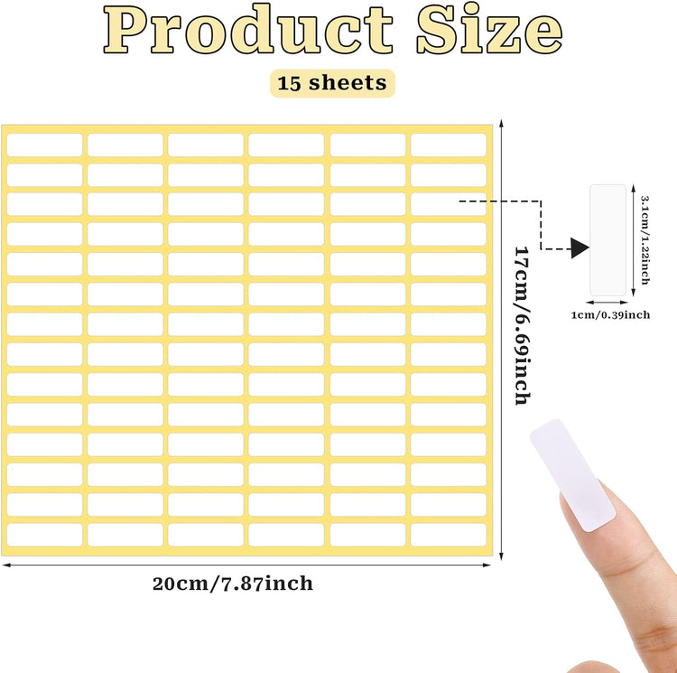 1260 Pcs Matte White Labels Stickers Small Blank Labels Removable Sticky Price Tags Labels Stickers for Jars Boxes School Office Kitchen (10 X 31 mm)