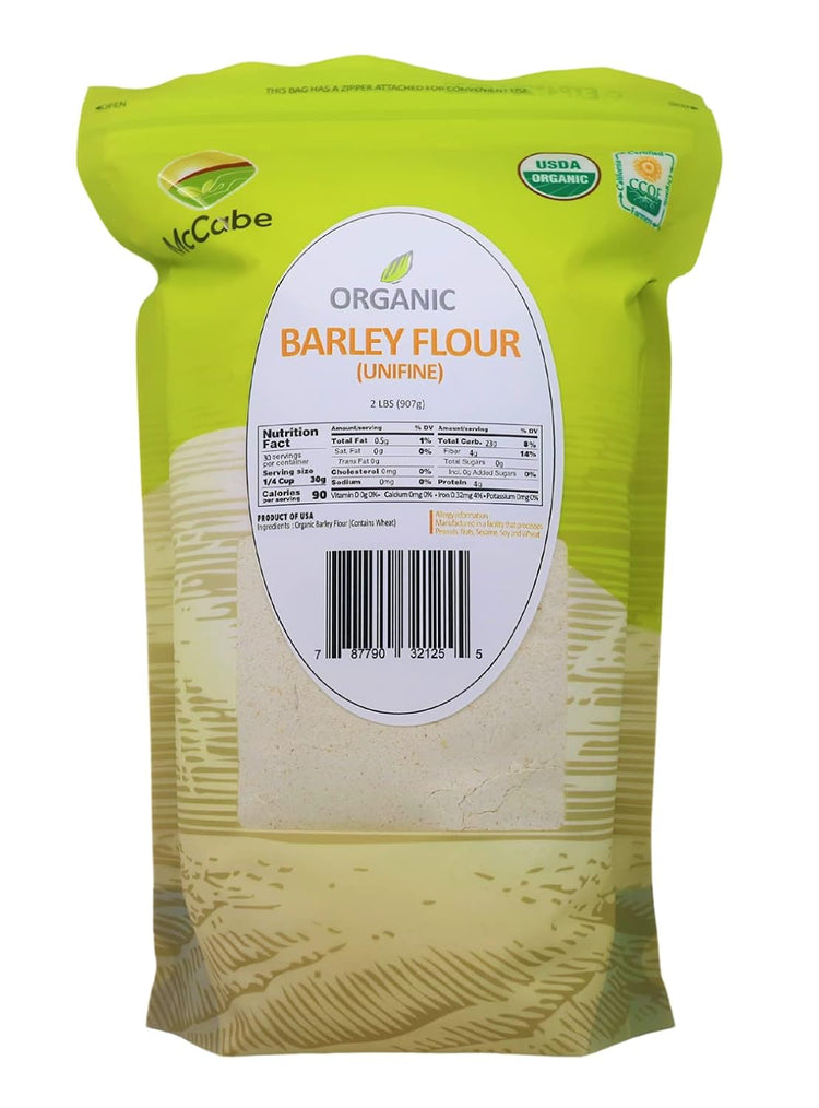 McCabe Organic Barley Flour - Barley Flour for Cooking and Baking | Rich in Fiber | USDA and CCOF Certified | Product of USA | 2 lbs (32 Oz) Pack of 3 - Nestoria