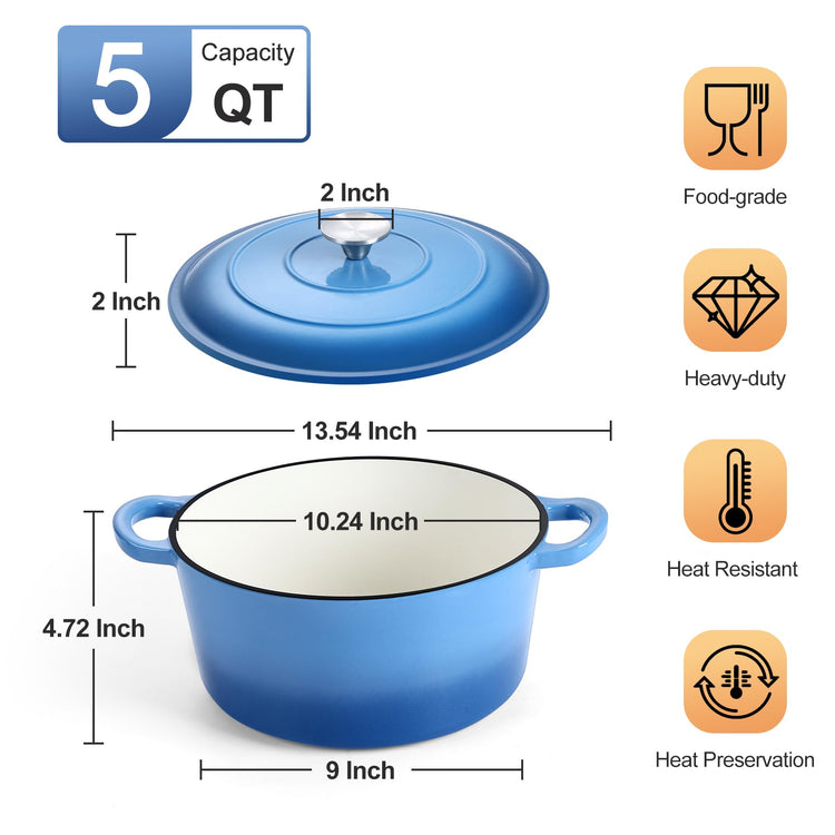 5QT Enameled Dutch Oven