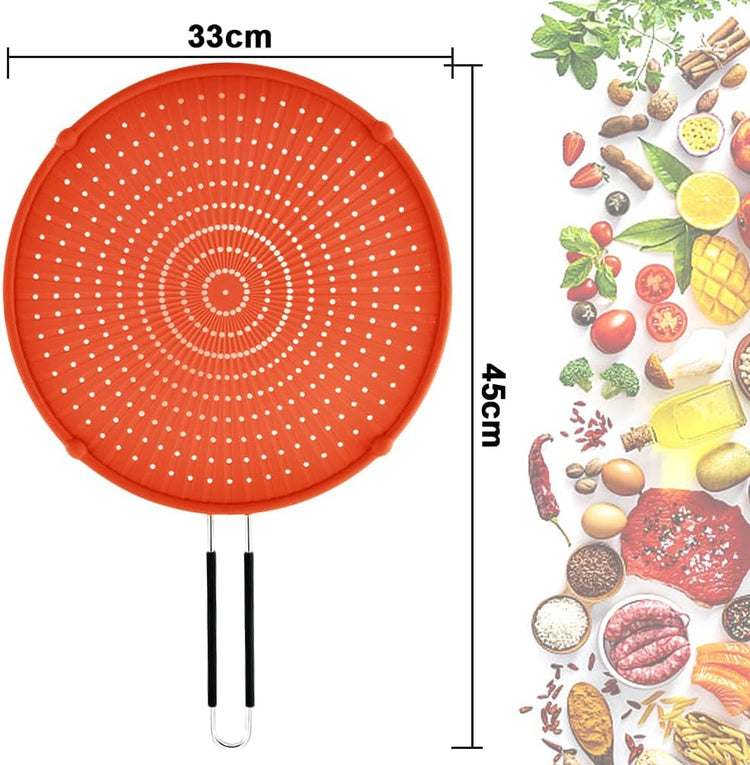 Splatter Screen for Frying Pan, Grease Splatter Guard, Heat-Resistant Splatter Guards for Frying, Silicone Splatter Guard for Everyday Cooking, Dishwasher Safe, Red (16in×12in×0.5in)
