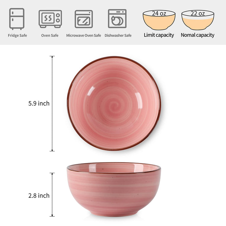 Ceramic 24 Oz Cereal Bowls Set (6 Count)