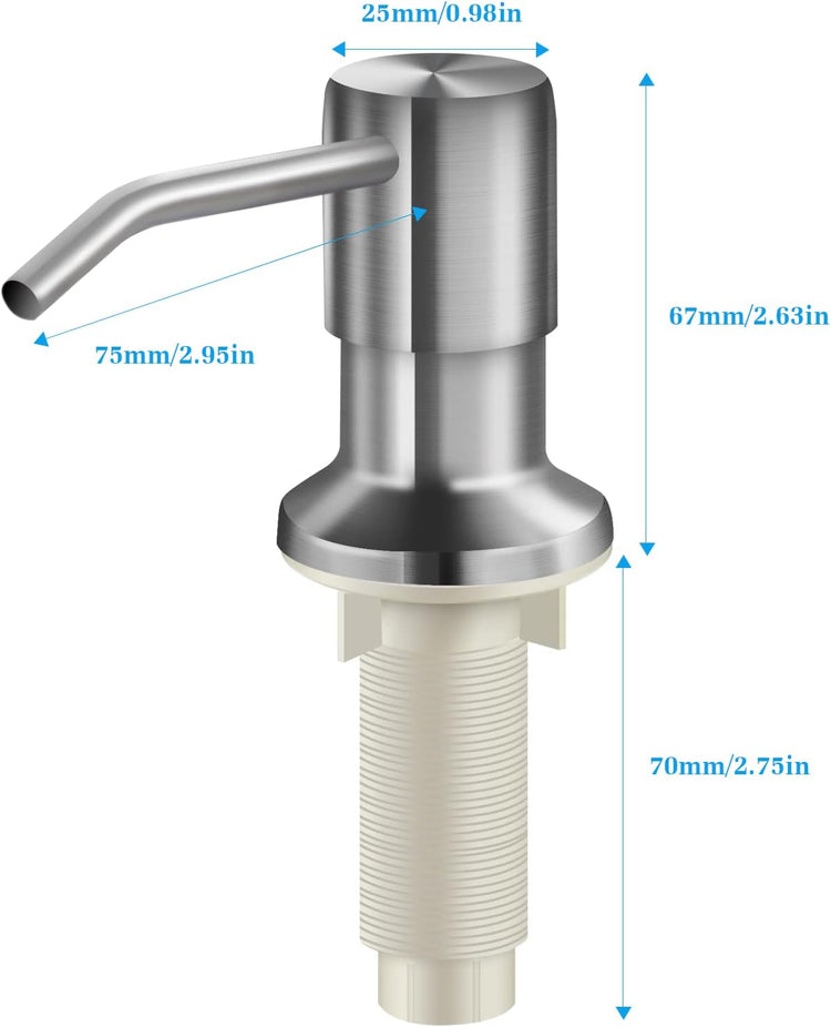 Soap Dispenser for Kitchen Sink and Extension Tube Kit, Stainless Steel SoapDispenser with 47 Inches Tube Connects Directly to Soap Bottle, Hand and Dish Soap Dispenser Pump (Brushed Nickel)