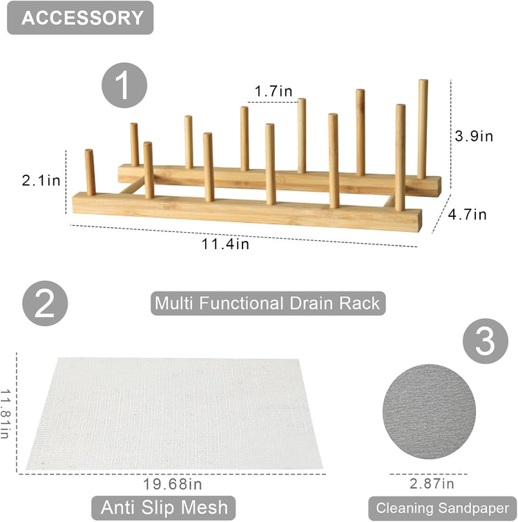 Stone Dish Drying Mats for Kitchen Counter,24×16 IN,Foldable Dish Drying Mat,Equipped Dish Rack,Strong Water Absorption,Diatomaceous Earth Material,Suitable for Plates,Cups and Any Kitchen Utensils
