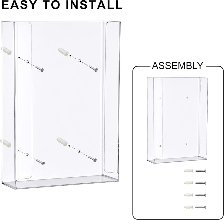 Amazing Abby Acrylic Glove Box Holder, Wall-Mounted Glove Dispenser, Floating Glove Box Organizer, Large Size (for 3 Boxes), 10.5" W x 15.0" H x 3.5" D (Mounting Hardware Included)
