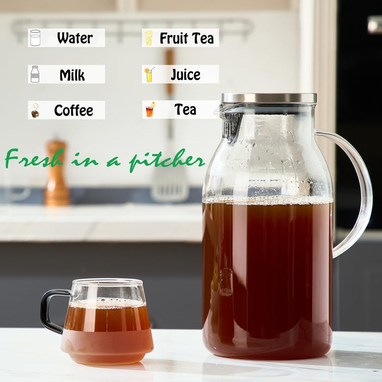 100 Oz Glass Pitcher with Handle and Lid