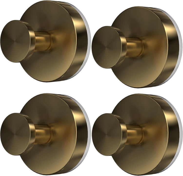 Suction Cup Hooks for Shower, 4 PCS No-Drill Towel Holder for Bathrooms Wall, Glass Door, Mirror, Tiles, Kitchen, Hold Robe & Wreath, Hanging up to 15 lbs – Waterproof & Rustproof, Loofah-Gold
