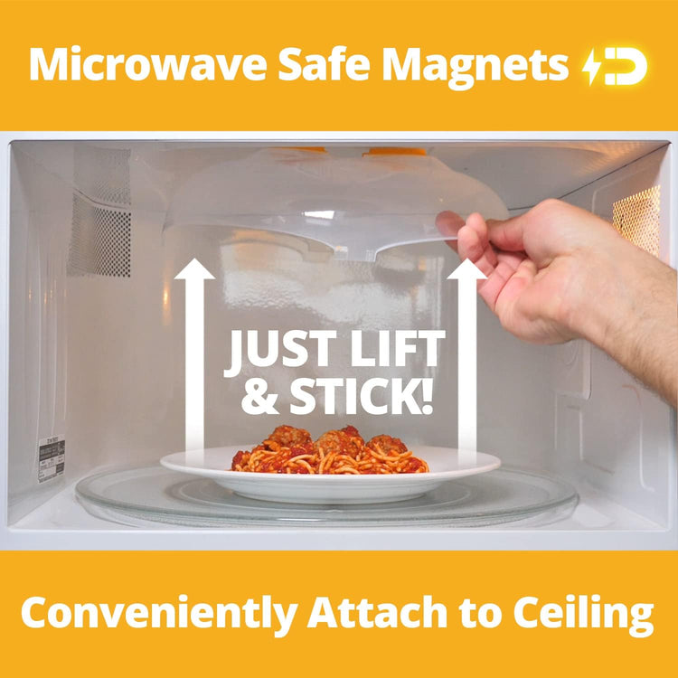 Magnetic Microwave Cover for Food | Clear Microwave Splatter Cover | Microwave Plate Cover with Steam Vents | Food Grade Dish Cover | BPA-Free | Dishwasher Safe | Orange
