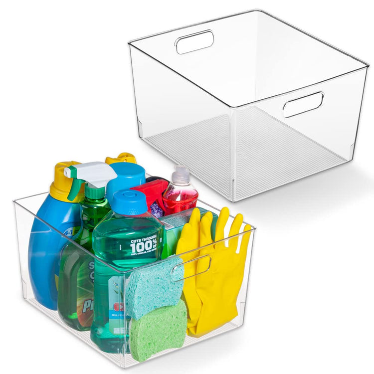 Clear Plastic Storage Bins for Kitchen (2 Count)