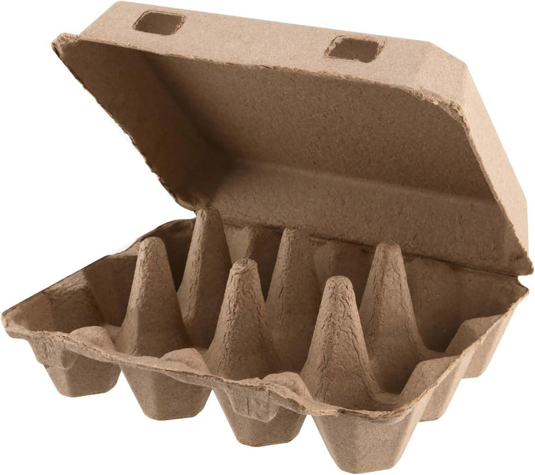 SEUNMUK 50 Pack 12 Cell Empty Egg Cartons,Brown Pulp Fiber Egg Tray Holder Stackable Egg Container holder with Lids for Storing Eggs 