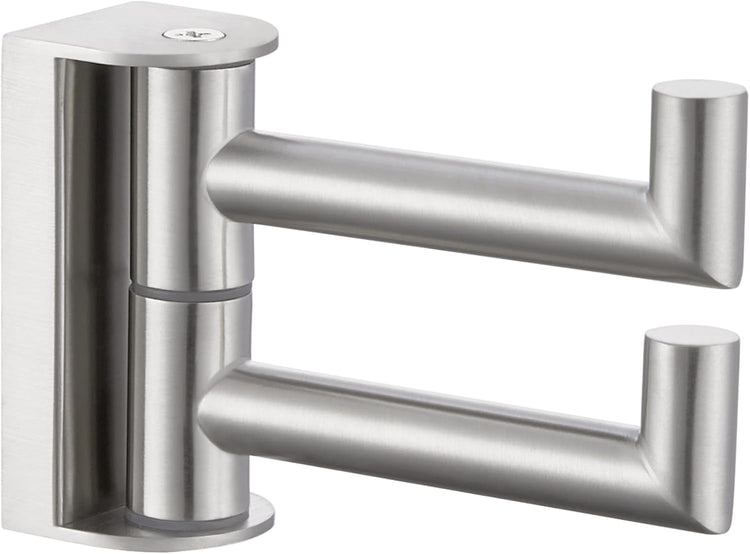 APLusee Brushed Nickel Double Swivel Towel Hook, 304 Stainless Steel Folding Clothes Hanger with Multi 2 Rotating Arms, Wall Mounted