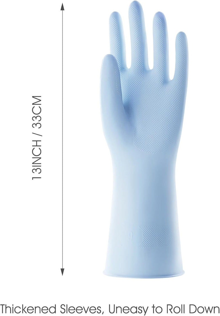 COOLJOB 2 Pairs Thickened Rubber Gloves with Cotton Lining & Non-slip Grip, Colorful Household Long Lasting Dishwashing Gloves for Kitchen & Bathroom Cleaning, Orange & Blue, Small