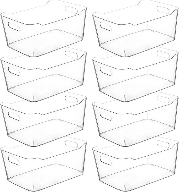 Clear Extra Large Plastic Storage Bins, Pantry Organizers and Storage Containers Fridge Organizer Bins for Organizing Home, Kitchen Organization. Bathroom, Refrigerator, Freezer, Laundry Room