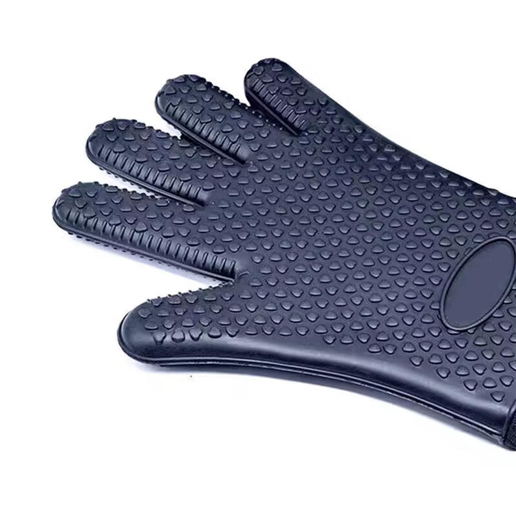 Extra Long Professional Silicone Oven Mitts with Quilted Liner