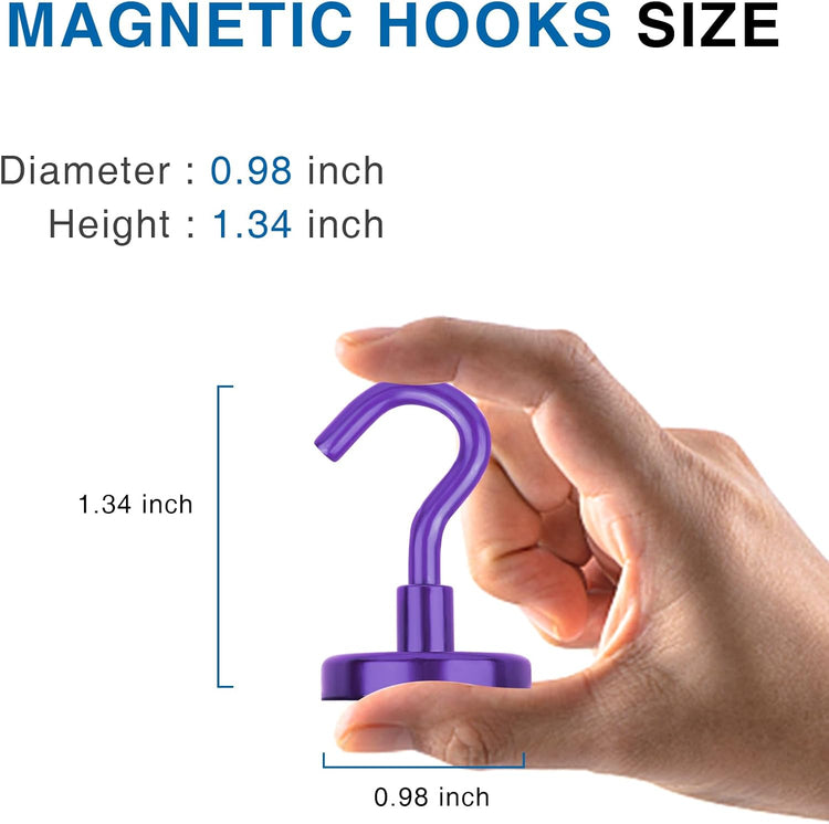 LOVIMAG Cruise Ship Essentials, 80Lb Magnetic Hooks for Cruise Cabins, Purple Strong Magnetic Hooks for Hanging, Refrigerator, Celling, Grill, Fridge, Kitchen-4Pack