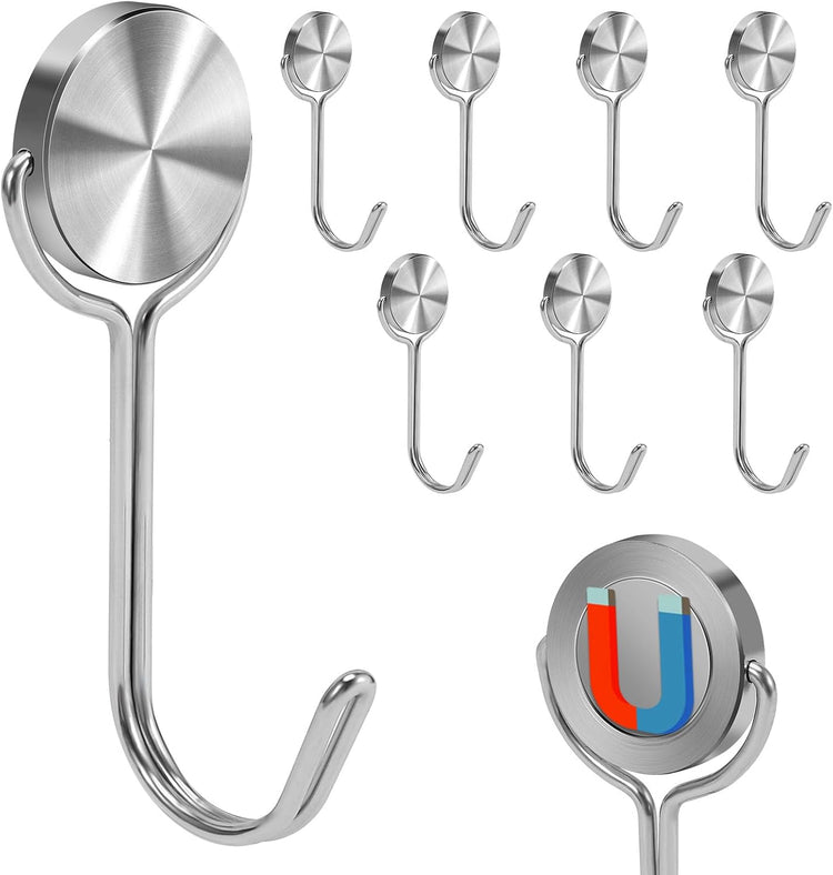 Magnetic Hooks Heavy Duty Magnets Hooks for Refrigerator Grill Toolbox Outdoor,Cruise Essentials Camper Accessories,8pack(Silver,0.9in-1 15Lbs)