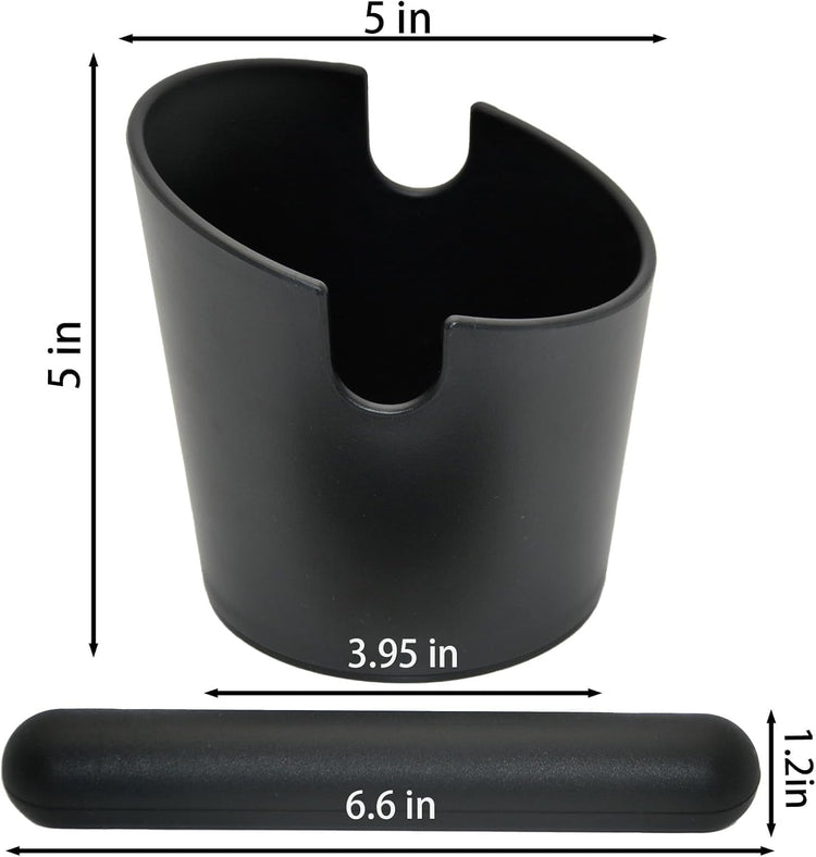 5 inch Coffee Knock Box Espresso Knock Box with a longer detachable Knocking Rod Shock-Absorbent Durable Non-Slip Base Espresso Machine Accessories Espresso Dump Bin for Home/Office