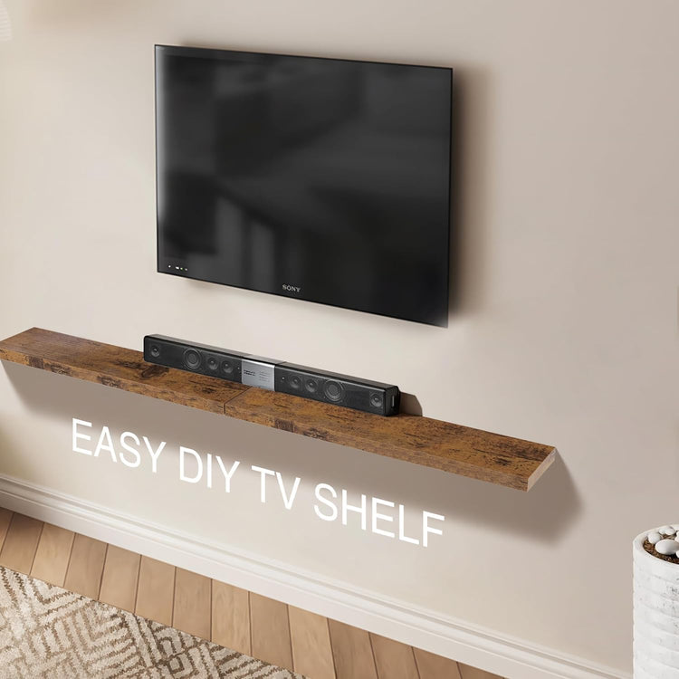 Colima Floating Shelves for Bedroom, Bathroom & Living Room - 36 Inch Wall Mounted, Set of 2-1.3" Thick Brown Wood Floating Book Shelves