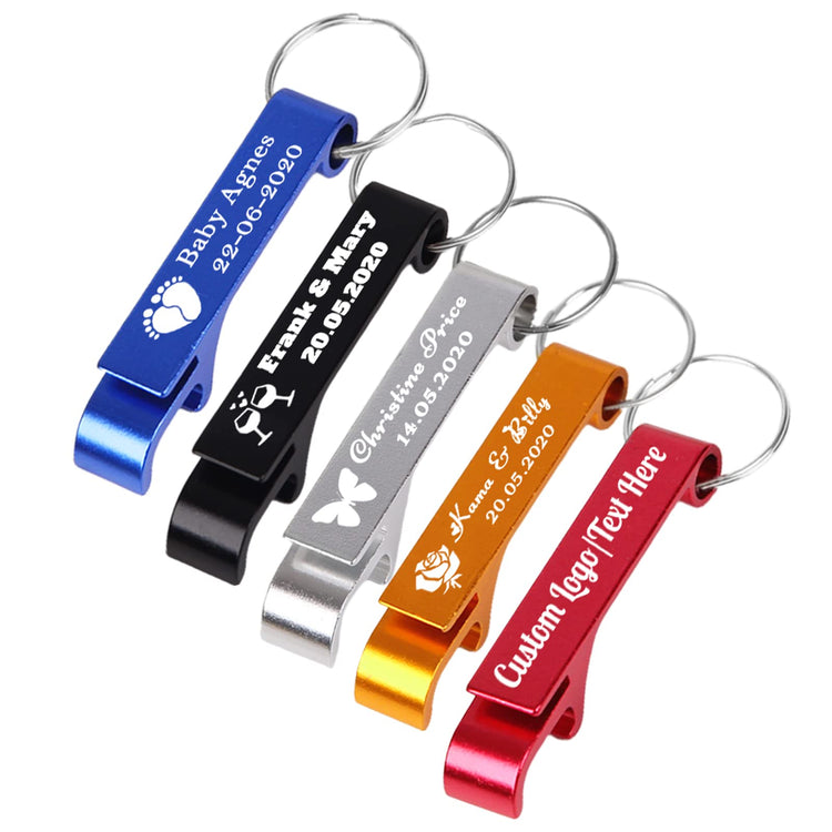 5PCS Personalized Bottle Opener Keychain Bulk Custom Beer Bottle Opener with Logo Text Engraved Wedding Bottle Opener Favors Customized Gifts for Guests Baby Shower Birthday Party (5 Count)