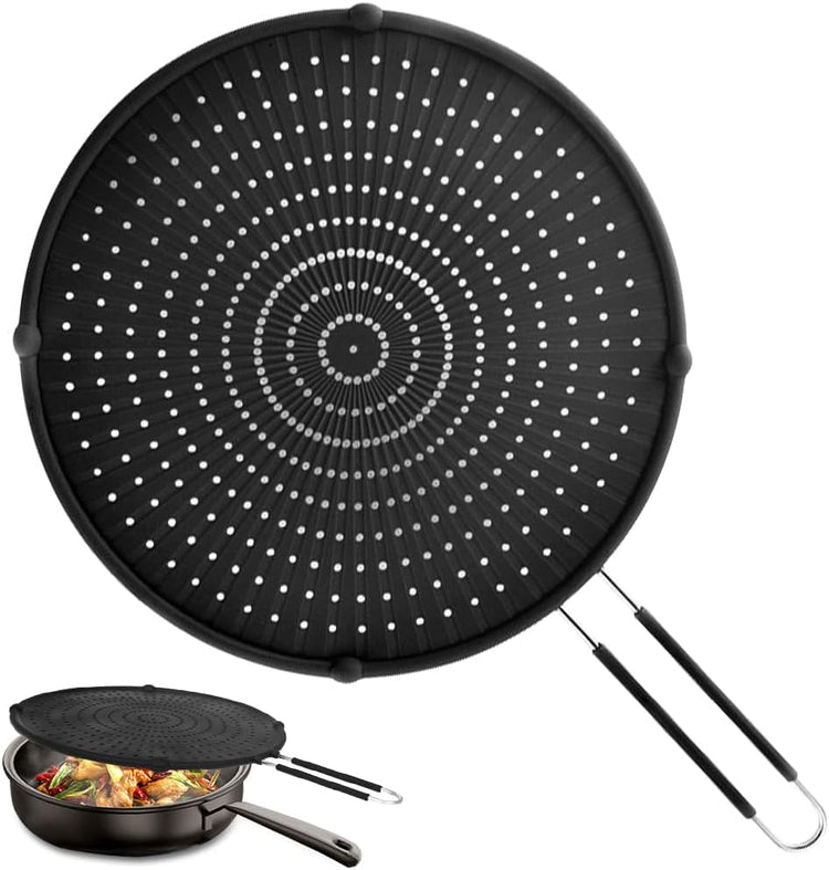 Splatter Screen for Frying Pan, Grease Splatter Guard, Heat-Resistant Splatter Guards for Frying, Silicone Splatter Guard for Everyday Cooking, Dishwasher Safe (16in×12in×0.5in)
