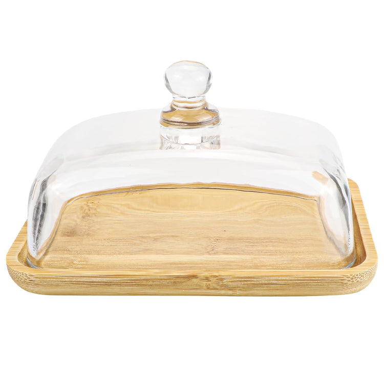 Crystal Clear Glass Butter Dish with Lid Butter Holder Container for Butter