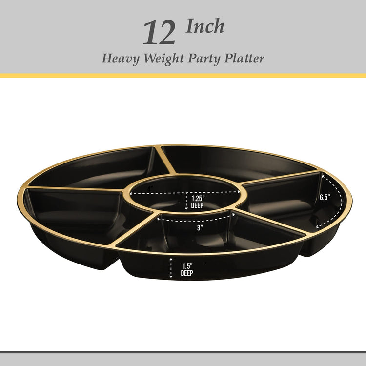 6 Sectional Round Plastic Serving Tray (8 Count)