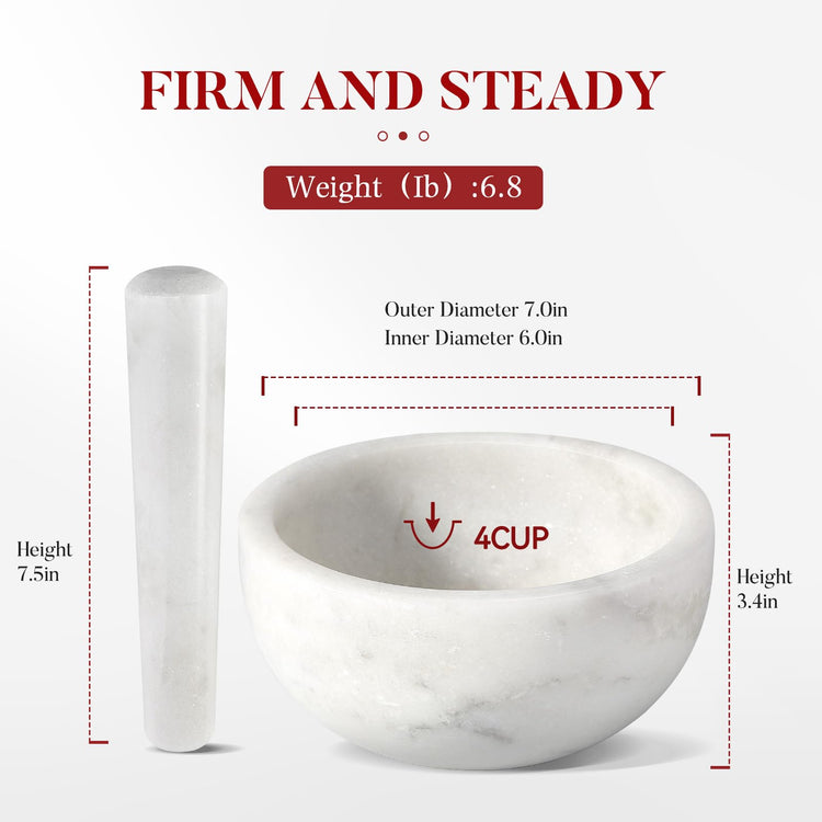 Marble Mortar and Pestle Set