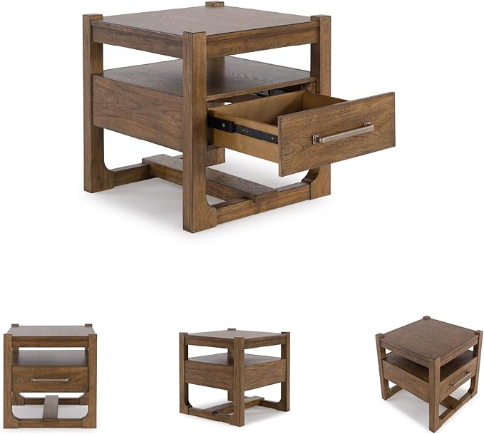 Signature Design by Ashley Cabalynn Casual End Table with 1 Drawer, Light Brown