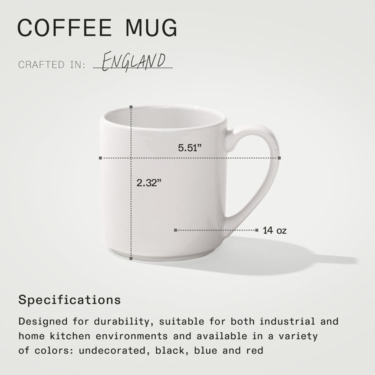Made In Cookware - Set of 4 - Coffee Mug Set - 12 oz - White - Porcelain England - Dishwasher and Microwave Safe